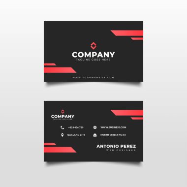Siyah ve Kırmızı Modern İş Kartı Şablonu