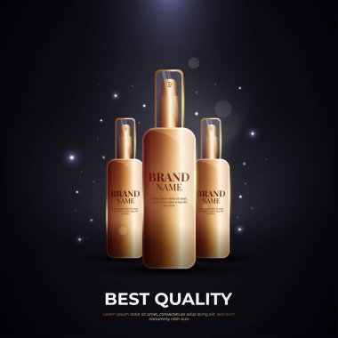 Kozmetik Ürün Reklamları İçin Altın Parfüm Şişeleri