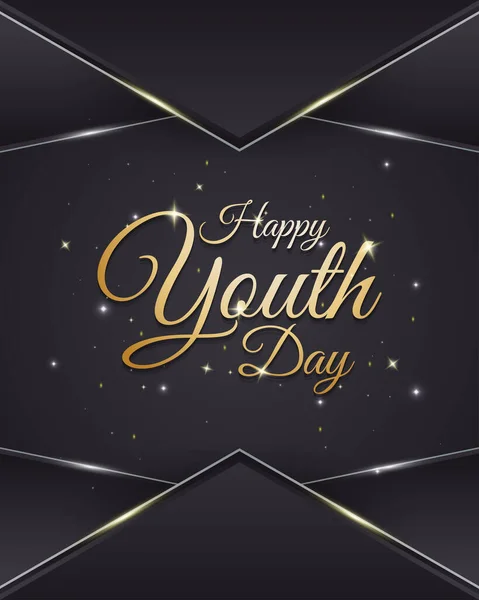 Glad Ungdomsdag Bakgrund Med Guld Och Svart Koncept — Stock vektor
