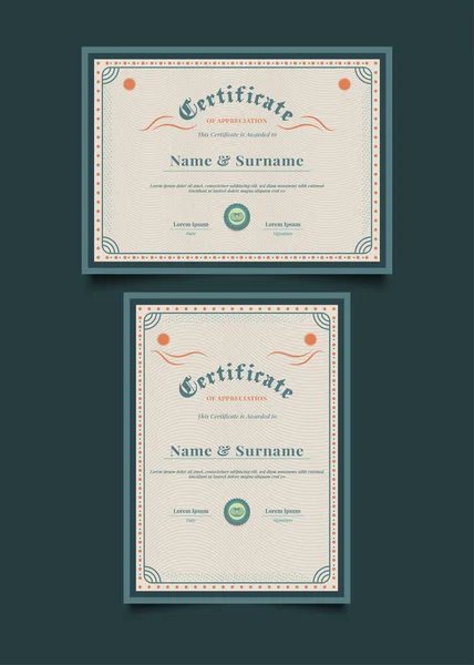 Vintage Certificate Template Mit Abstraktem Zierrahmen — Stockvektor