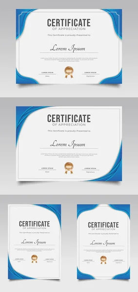 Plantilla Certificado Azul Blanco Con Estilo Moderno — Vector de stock