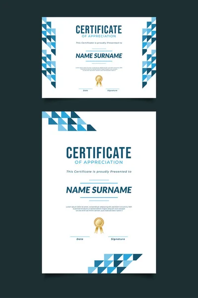 Modèle Certificat Appréciation Avec Style Abstrait Moderne — Image vectorielle