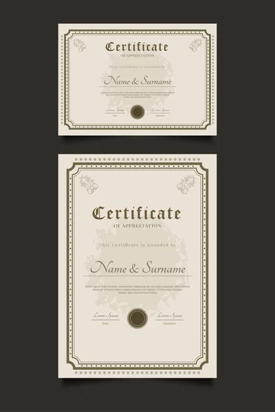 Шаблоны Сертификатов Декоративной Рамкой Винтажном Стиле — стоковый вектор