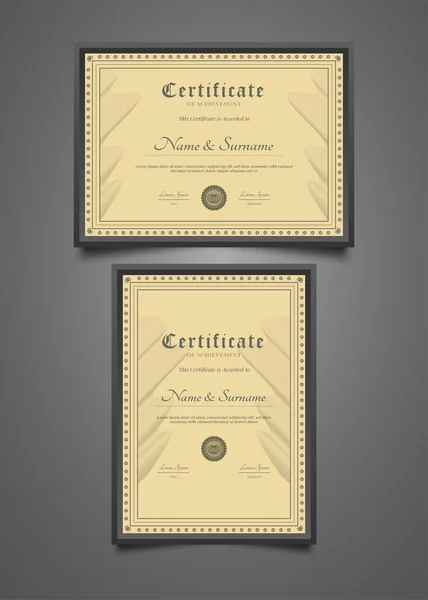 Elegante Certificaatsjablonen Met Wave Ornamenten — Stockvector