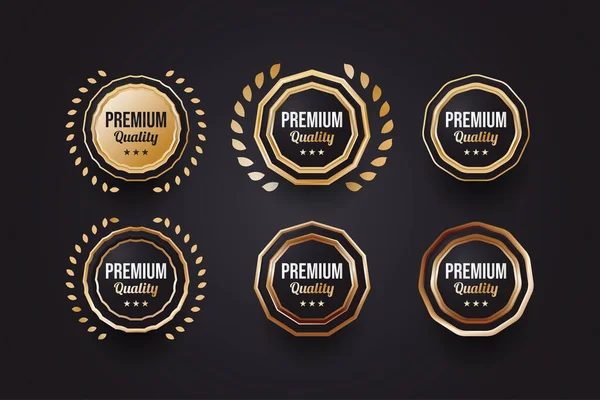 Coleção Emblemas Qualidade Premium Com Elegante Conceito Preto Ouro — Vetor de Stock