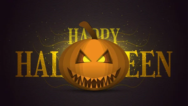 Gelukkig Halloween Groet Banner Met Glimlachende Pompoen — Stockvector