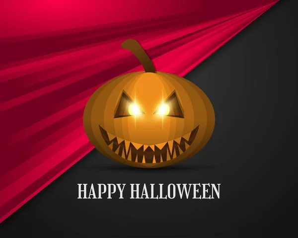 Feliz Banner Halloween Cartaz Com Abóbora Sorridente Olhos Brilhantes —  Vetores de Stock