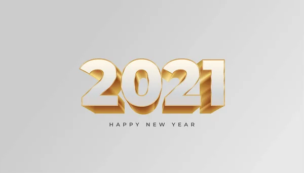 Feliz Año Nuevo 2021 Ilustración Vectorial Con Texto Oro Blanco — Vector de stock