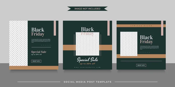 Viernes Negro Venta Social Media Post Plantilla Estilo Minimalista — Vector de stock