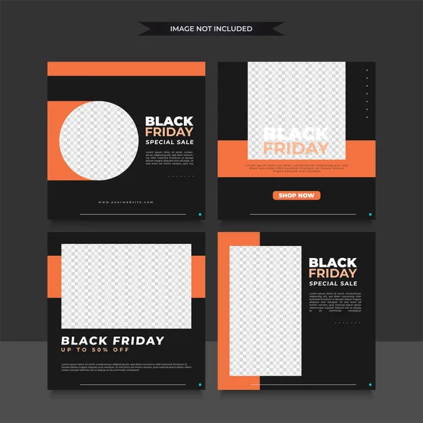 Conjunto Plantillas Redes Sociales Black Friday Con Estilo Dinámico Moderno — Vector de stock