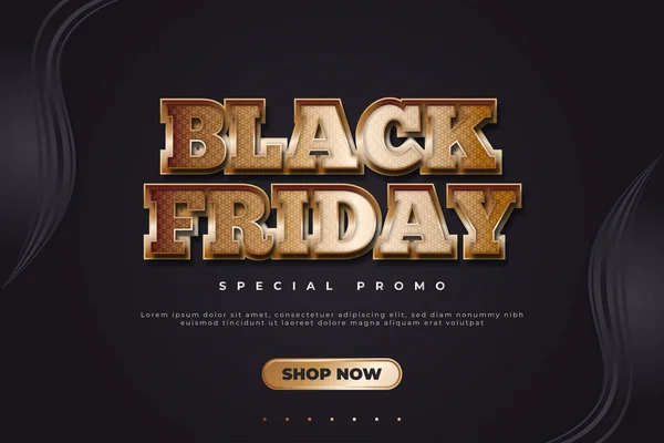 Black Friday Promotion Sale Banner Elegant Gold Text Black Background — Stock Vector