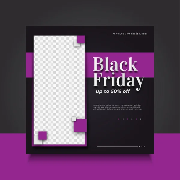 Bannière Vente Black Friday Avec Concept Abstrait Noir Violet — Image vectorielle
