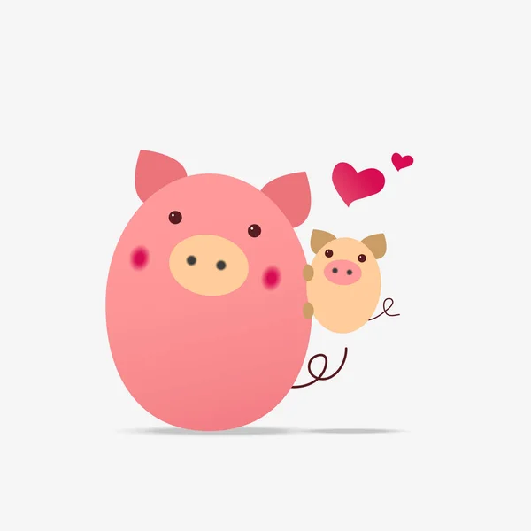 Cochon avec petit porcelet . — Image vectorielle