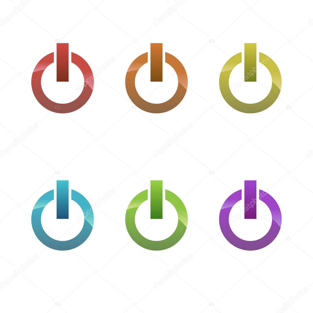 Colored power icon set.