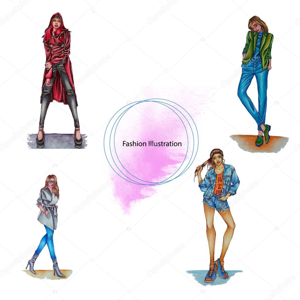 Fashion illustration with Water color