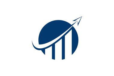 Abstract financial growth chart with upward arrow and blue red globe