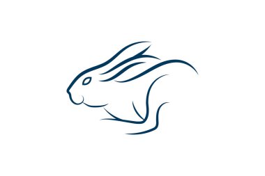 Komik Tavşan Logo kavramı. Sevimli Tavşan, Tavşan Logo şablonvektör simgesi tasarım, Tavşan Logo Hayvan Tasarım Sanat, Bunny, Paskalya, Tavşan İş Logo Şablonu. Düz Renk, Tavşan logosu şablon vektör simgesi simgesi illüstrasyon