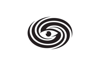 Göz girdap spiral vektör logotipi. Astarlı kamera deklanşör medya vizyon logo tasarımı. Soyut yan fotoğraf video sosyal simgesi. Göz Logo soyut tasarım vektör şablonarama, casus, fotoğraf. Vizyon yaratıcı Logotype kavramı oftalmoloji lens simgesi.