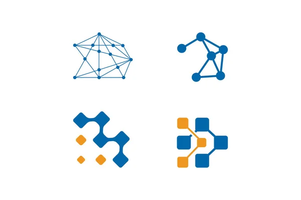 Abstracte Netwerkverbinding Pictogram Logo Ontwerp Vector Illustratie Technologie Abstracte Dot — Stockvector