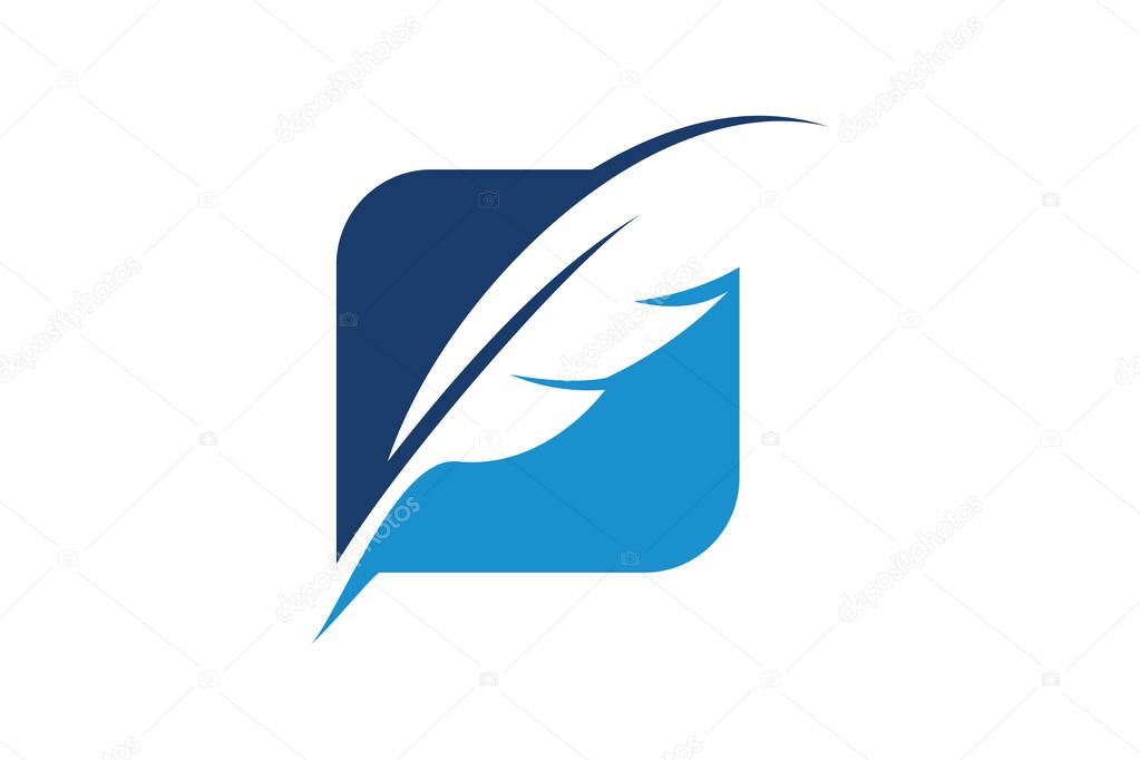 Creative Feather Concept Logo Design Template, Law Office Vector Logo Template