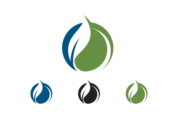 Yeşil Enerji Logosu Tasarım Elemanı, Simge vektörü, yaratıcı yeşil yaprak logosu şablonu, Eko simgesi yeşil yaprak çizimi izole edildi.