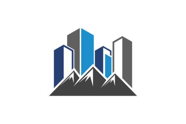vektör dağ ve açık maceralar logosu, Dağ Logo Şablonu. Minimalist Manzara Hills / Mountain Peaks Vektör logo tasarımı, Minimalist Manzara Dağ logo tasarım ilham, Dağlar logo tasarımı, Dağlar nehir logosu şablonu ile
