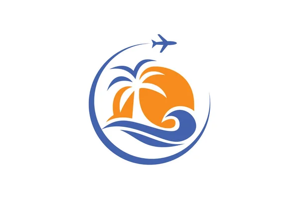 yaz seyahat logosu simgesi vektör şablonu, Havayolları için Vektör logo tasarım şablonları, uçak biletleri, seyahat acenteleri - uçaklar ve amblemler, Seyahat acentesi vektör logo şablonu. Tatil logo şablonu, Tatil logo konsepti, Seyahat Logo Tasarım Şablonu