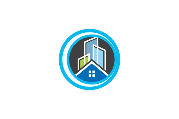 Projeto Logotipo Vetor Imobiliário Logotipo Imobiliário Eco Árvore Com Logotipo —  Vetores de Stock