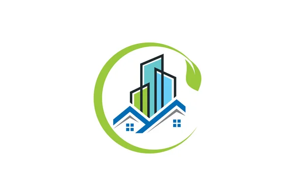 Design Logo Vectoriel Immobilier Logo Immobilier Écologique Arbre Avec Logo — Image vectorielle