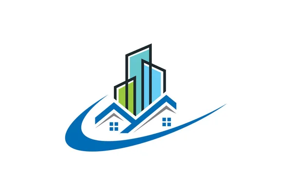 Projeto Logotipo Vetor Imobiliário Logotipo Imobiliário Eco Árvore Com Logotipo — Vetor de Stock