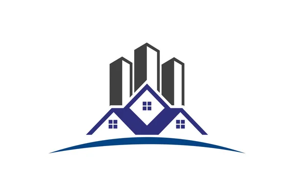 Progettazione Logo Vettoriale Immobiliare Logo Immobiliare Ecologico Albero Con Logo — Vettoriale Stock