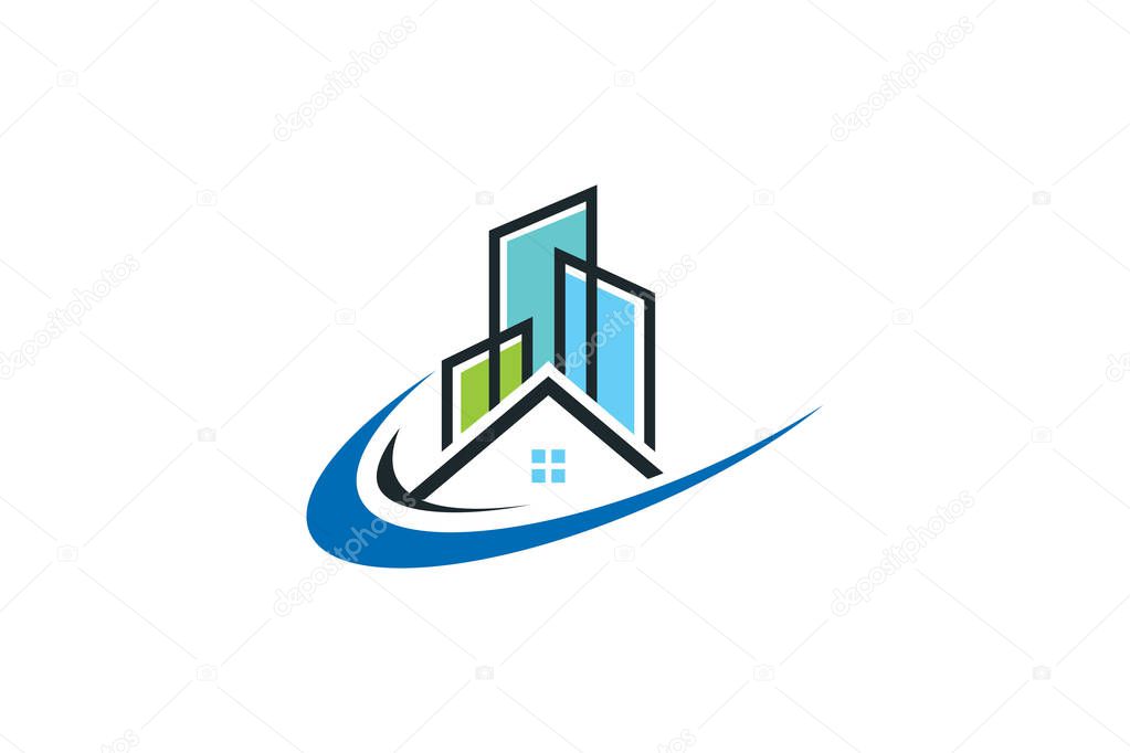 Real estate vector logo design, eco real estate logo, Tree with real estate logo,  building  logo design,  real estate vector logo template, Logo for a property, Abstract home logo, Building Estate Logo with Skyscrapers, house or home  logo design,