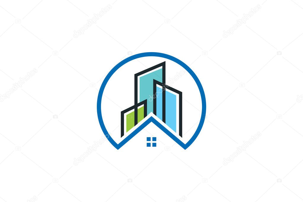 Real estate vector logo design, eco real estate logo, Tree with real estate logo,  building  logo design,  real estate vector logo template, Logo for a property, Abstract home logo, Building Estate Logo with Skyscrapers, house or home  logo design,