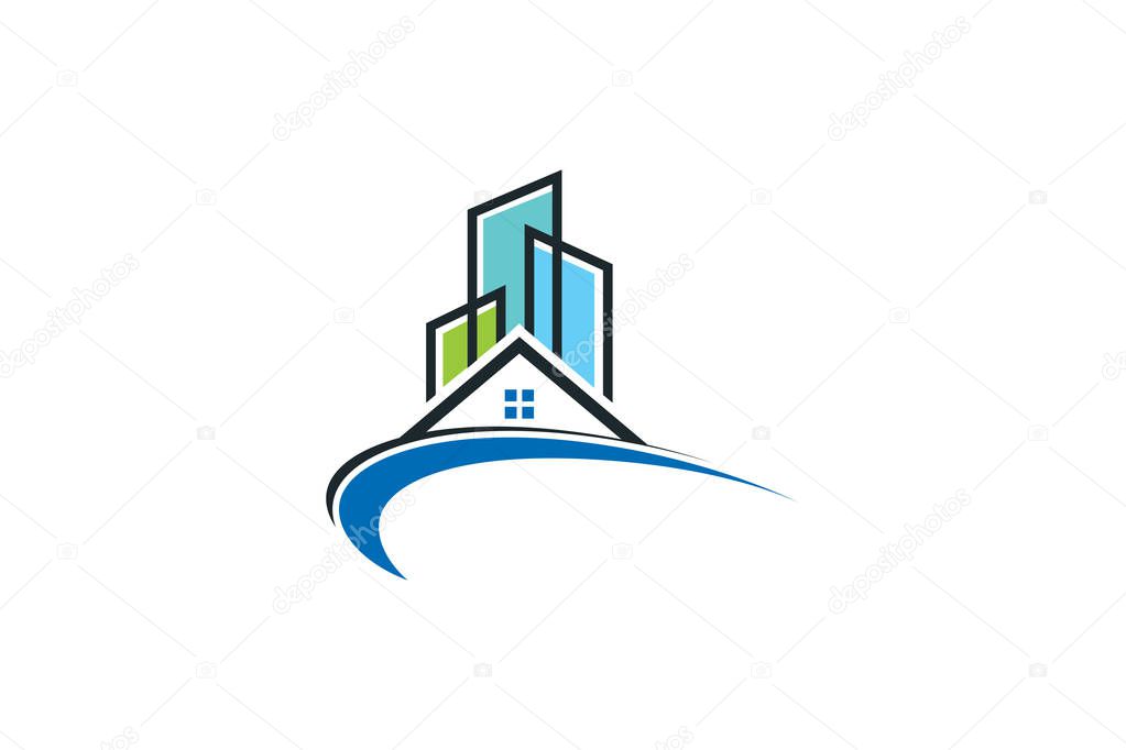 Real estate vector logo design, eco real estate logo, Tree with real estate logo,  building  logo design,  real estate vector logo template, Logo for a property, Abstract home logo, Building Estate Logo with Skyscrapers, house or home  logo design,