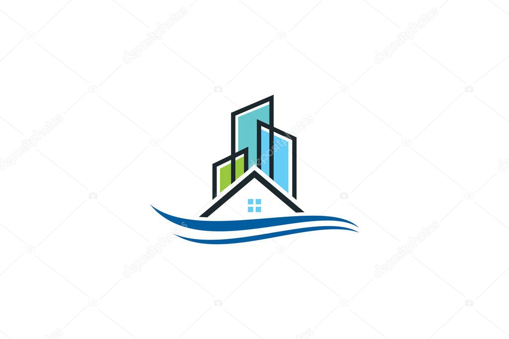 Real estate vector logo design, eco real estate logo, Tree with real estate logo,  building  logo design,  real estate vector logo template, Logo for a property, Abstract home logo, Building Estate Logo with Skyscrapers, house or home  logo design,