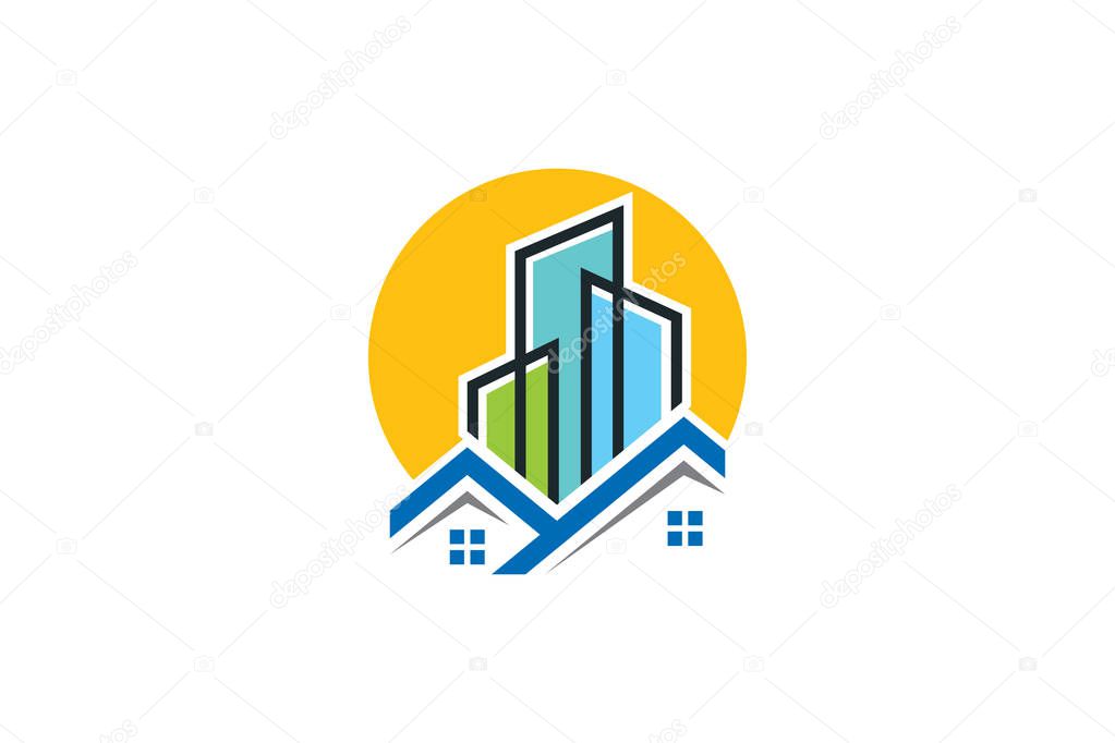 Real estate vector logo design, eco real estate logo, Tree with real estate logo,  building  logo design,  real estate vector logo template, Logo for a property, Abstract home logo, Building Estate Logo with Skyscrapers, house or home  logo design,