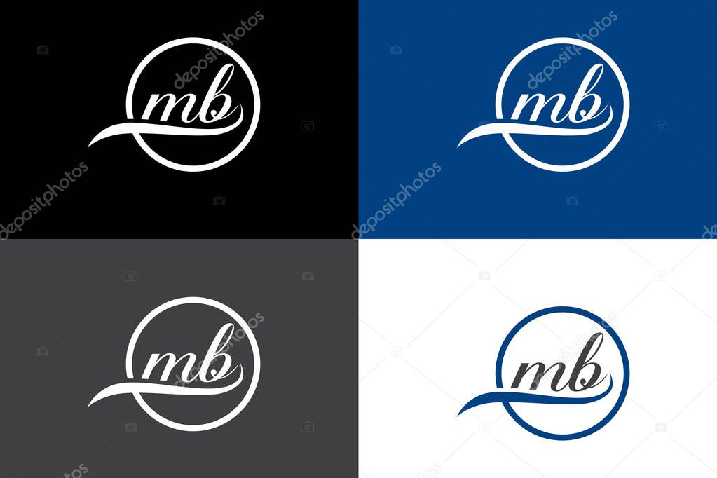 initial lowercase letter MB rounded logo on multiple backgrounds, MB Logo,  MB Initial logo.  MB monogram logo, MB Letter mark logo design, MB Initial handwriting logo vector template, Luxurious minimalist elegant sophisticated Initials letters MB 