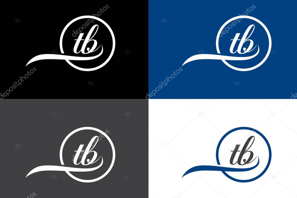 Initial lowercase letter TB rounded logo on multiple backgrounds, TB Logo,  TB Initial logo.  TB monogram logo, TB Letter mark logo design, TB Initial handwriting logo vector template, Luxurious minimalist elegant sophisticated Initials letters TB