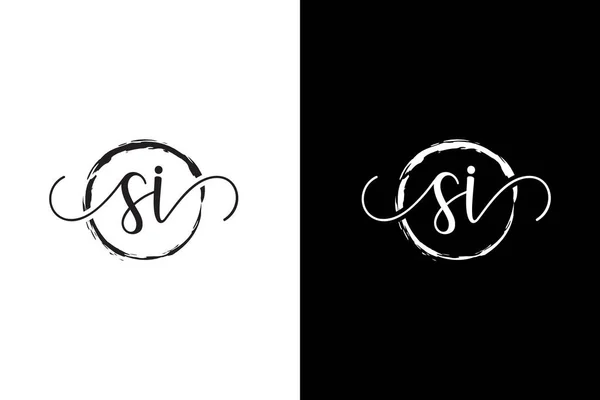 初期手書きロゴベクトル 初期手書きロゴデザインを円で描きます 禅サークルブラシ ファッション チーム 結婚式 豪華なロゴのための手書きのロゴ 初期ロゴサークルテンプレートベクトル Siイニシャルビューティーモノグラムロゴベクトル — ストックベクタ