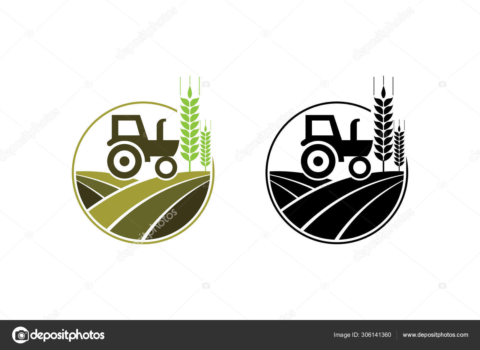 Agricultura Agricultura Com Trator Com Cultivador Arado Design Logotipo  Agronegócio Vetor de stock de ©billah99 306141360, image size:1600x1167