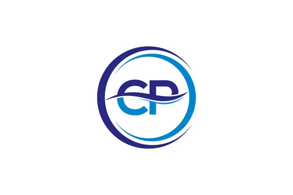 Anfangsbuchstabe Logo Firmenname Blau Und Cyan Farbe Auf Dem Kreis — Stockvektor