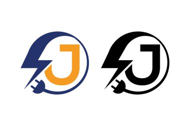 J harfi ile elektrik işareti, Elektrik Logosu, elektrik logosu ve simge Vektör tasarım Template.Lightning Icon Vektör içinde. Yıldırım Logo, Güç Enerji Logo Tasarım Elemanı, 