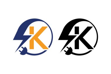 K harfi ile elektrik işareti, Elektrik Logosu, elektrik logosu ve simge Vektör tasarım Template.Lightning Icon Vektör içinde. Yıldırım Logo, Güç Enerji Logo Tasarım Elemanı, 