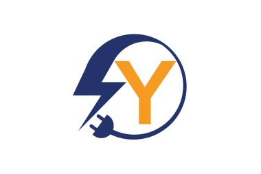 Y harfi ile elektrik işareti, Elektrik Logosu, elektrik logosu ve simge Vektör tasarım Template.Lightning Icon Vektör içinde. Yıldırım Logo, Güç Enerji Logo Tasarım Elemanı, 