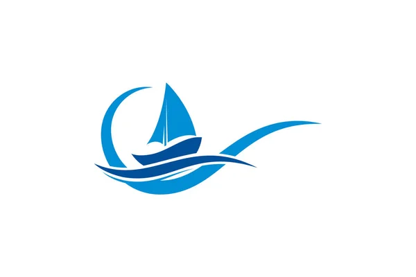 Logotipo Veleiro Com Ocean Wave Cantar Símbolo —  Vetores de Stock