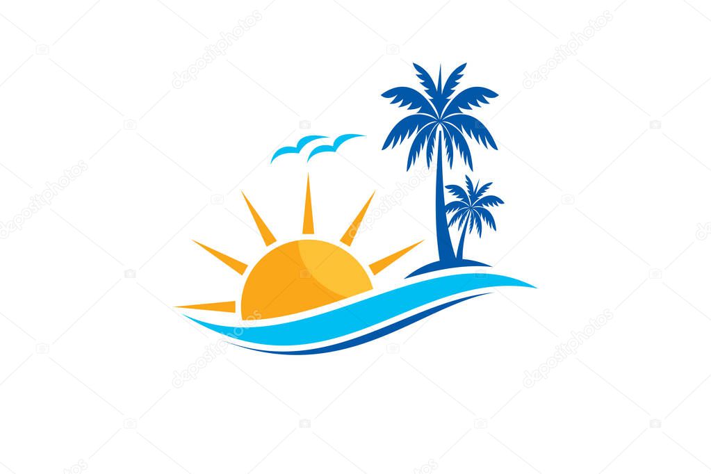 Simple modern Unique tropical beach logo. The symbol itself will look nice as social media avatar and website or mobile icon