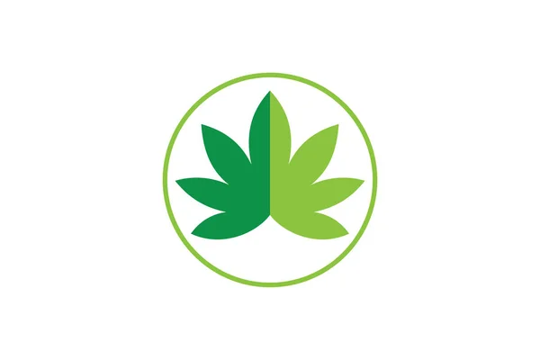 Ikona Logo Liści Marihuany Dla Firmy Medycznej Lub Zdrowotnej Farmaceutycznej — Wektor stockowy