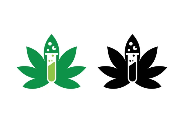 大麻研究室のロゴデザイン 大麻やマリファナの葉の記号 — ストックベクタ