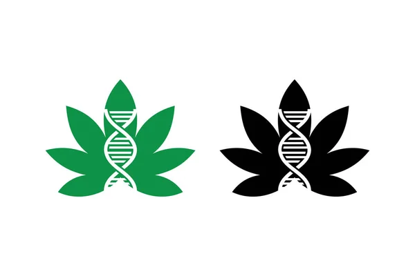 Cannabis Dna Logo Design Cannabis Oder Marihuana Blatt Und Dna — Stockvektor