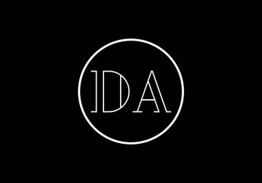 İlk Monogram Mektup DA Logo Tasarım Vektörü Şablonu. DA Harf Logosu Tasarımı
